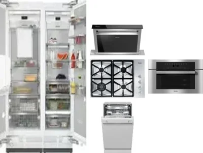 6 Piece Package Includes Refrigerator, Freezer, Cooktop, Wall Oven, Hood And Dishwasher