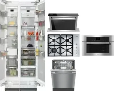 6 Piece Package Includes Refrigerator, Freezer, Cooktop, Wall Oven, Hood And Dishwasher