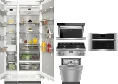 6 Piece Package Includes Refrigerator, Freezer, Cooktop, Wall Oven, Hood And Dishwasher