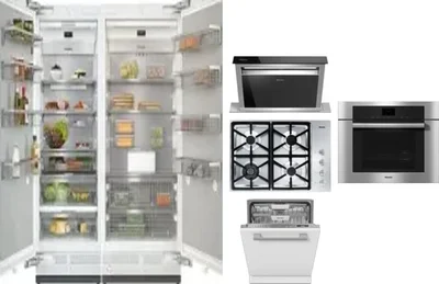 6 Piece Package Includes Refrigerator, Freezer, Cooktop, Wall Oven, Hood And Dishwasher