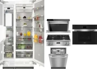 6 Piece Package Includes Refrigerator, Freezer, Cooktop, Wall Oven, Hood And Dishwasher