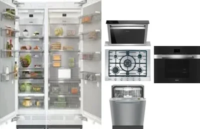6 Piece Package Includes Refrigerator, Freezer, Cooktop, Wall Oven, Hood And Dishwasher