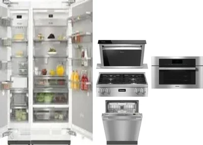 6 Piece Package Includes Refrigerator, Freezer, Cooktop, Wall Oven, Hood And Dishwasher