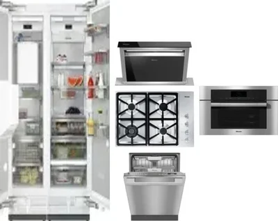 6 Piece Package Includes Refrigerator, Freezer, Cooktop, Wall Oven, Hood And Dishwasher
