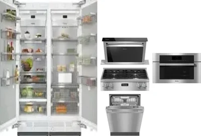 6 Piece Package Includes Refrigerator, Freezer, Cooktop, Wall Oven, Hood And Dishwasher