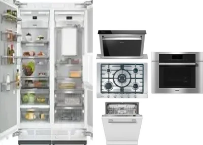 6 Piece Package Includes Refrigerator, Freezer, Cooktop, Wall Oven, Hood And Dishwasher
