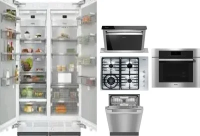 6 Piece Package Includes Refrigerator, Freezer, Cooktop, Wall Oven, Hood And Dishwasher