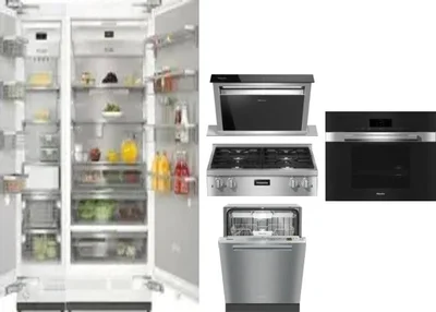 6 Piece Package Includes Refrigerator, Freezer, Cooktop, Wall Oven, Hood And Dishwasher