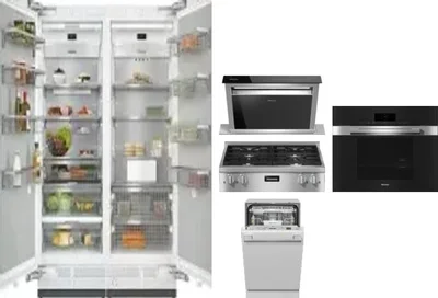 6 Piece Package Includes Refrigerator, Freezer, Cooktop, Wall Oven, Hood And Dishwasher