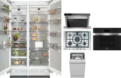6 Piece Package Includes Refrigerator, Freezer, Cooktop, Wall Oven, Hood And Dishwasher