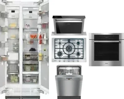6 Piece Package Includes Refrigerator, Freezer, Cooktop, Wall Oven, Hood And Dishwasher