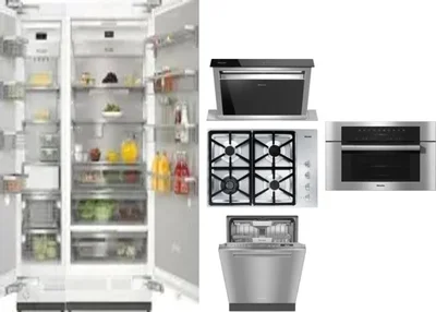 6 Piece Package Includes Refrigerator, Freezer, Cooktop, Wall Oven, Hood And Dishwasher