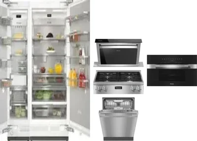 6 Piece Package Includes Refrigerator, Freezer, Cooktop, Wall Oven, Hood And Dishwasher