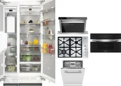 6 Piece Package Includes Refrigerator, Freezer, Cooktop, Wall Oven, Hood And Dishwasher