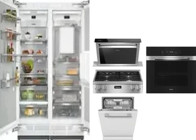 6 Piece Package Includes Refrigerator, Freezer, Cooktop, Wall Oven, Hood And Dishwasher