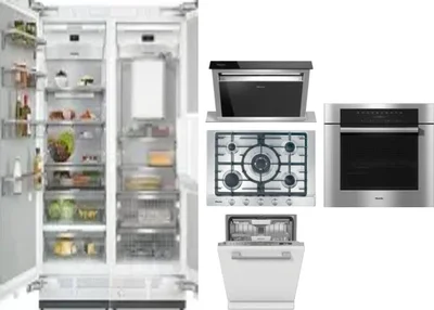 6 Piece Package Includes Refrigerator, Freezer, Cooktop, Wall Oven, Hood And Dishwasher