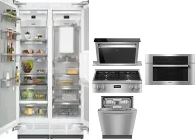 6 Piece Package Includes Refrigerator, Freezer, Cooktop, Wall Oven, Hood And Dishwasher
