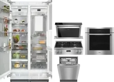 6 Piece Package Includes Refrigerator, Freezer, Cooktop, Wall Oven, Hood And Dishwasher
