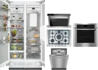 6 Piece Package Includes Refrigerator, Freezer, Cooktop, Wall Oven, Hood And Dishwasher