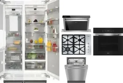 6 Piece Package Includes Refrigerator, Freezer, Cooktop, Wall Oven, Hood And Dishwasher