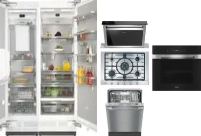 6 Piece Package Includes Refrigerator, Freezer, Cooktop, Wall Oven, Hood And Dishwasher
