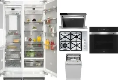 6 Piece Package Includes Refrigerator, Freezer, Cooktop, Wall Oven, Hood And Dishwasher