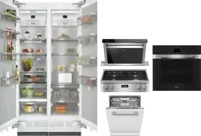 6 Piece Package Includes Refrigerator, Freezer, Cooktop, Wall Oven, Hood And Dishwasher
