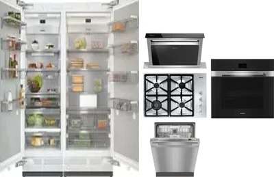 6 Piece Package Includes Refrigerator, Freezer, Cooktop, Wall Oven, Hood And Dishwasher