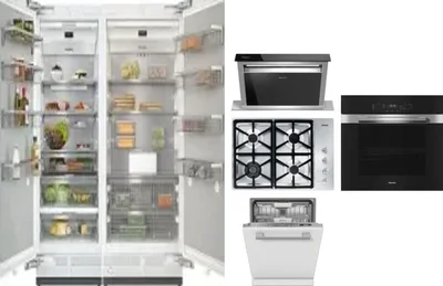 6 Piece Package Includes Refrigerator, Freezer, Cooktop, Wall Oven, Hood And Dishwasher