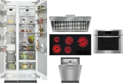 6 Piece Package Includes Refrigerator, Freezer, Cooktop, Wall Oven, Hood And Dishwasher