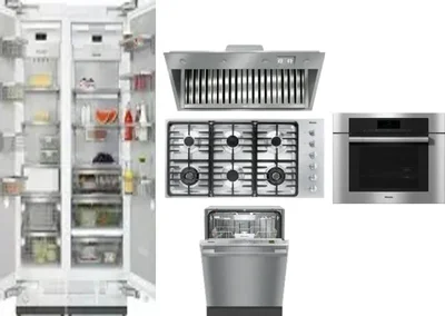6 Piece Package Includes Refrigerator, Freezer, Cooktop, Wall Oven, Hood And Dishwasher