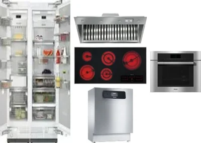 6 Piece Package Includes Refrigerator, Freezer, Cooktop, Wall Oven, Hood And Dishwasher