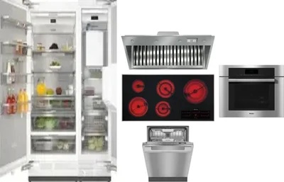 6 Piece Package Includes Refrigerator, Freezer, Cooktop, Wall Oven, Hood And Dishwasher