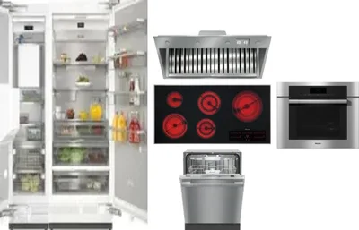 6 Piece Package Includes Refrigerator, Freezer, Cooktop, Wall Oven, Hood And Dishwasher