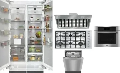 6 Piece Package Includes Refrigerator, Freezer, Cooktop, Wall Oven, Hood And Dishwasher
