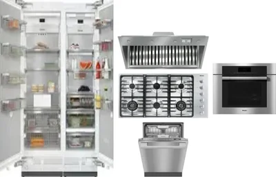 6 Piece Package Includes Refrigerator, Freezer, Cooktop, Wall Oven, Hood And Dishwasher