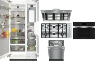 6 Piece Package Includes Refrigerator, Freezer, Cooktop, Wall Oven, Hood And Dishwasher