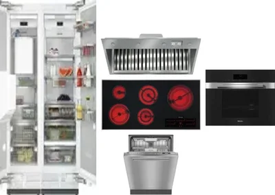 6 Piece Package Includes Refrigerator, Freezer, Cooktop, Wall Oven, Hood And Dishwasher