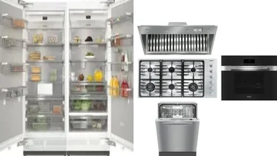 6 Piece Package Includes Refrigerator, Freezer, Cooktop, Wall Oven, Hood And Dishwasher