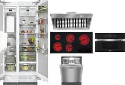 6 Piece Package Includes Refrigerator, Freezer, Cooktop, Wall Oven, Hood And Dishwasher