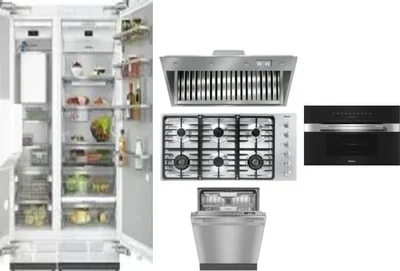 6 Piece Package Includes Refrigerator, Freezer, Cooktop, Wall Oven, Hood And Dishwasher