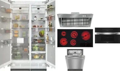 6 Piece Package Includes Refrigerator, Freezer, Cooktop, Wall Oven, Hood And Dishwasher