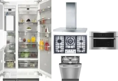 6 Piece Package Includes Refrigerator, Freezer, Cooktop, Wall Oven, Hood And Dishwasher