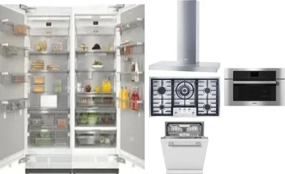 6 Piece Package Includes Refrigerator, Freezer, Cooktop, Wall Oven, Hood And Dishwasher