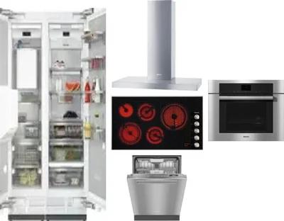 6 Piece Package Includes Refrigerator, Freezer, Cooktop, Wall Oven, Hood And Dishwasher