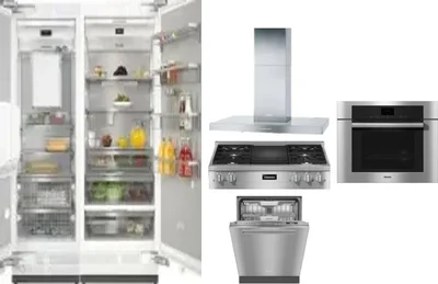 6 Piece Package Includes Refrigerator, Freezer, Cooktop, Wall Oven, Hood And Dishwasher