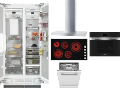 6 Piece Package Includes Refrigerator, Freezer, Cooktop, Wall Oven, Hood And Dishwasher