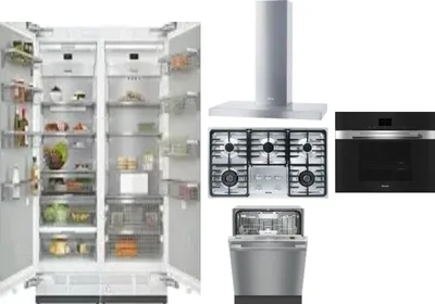 6 Piece Package Includes Refrigerator, Freezer, Cooktop, Wall Oven, Hood And Dishwasher