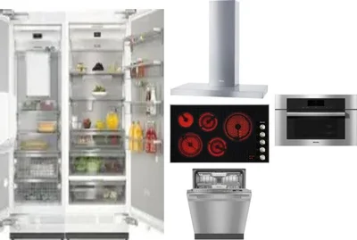 6 Piece Package Includes Refrigerator, Freezer, Cooktop, Wall Oven, Hood And Dishwasher