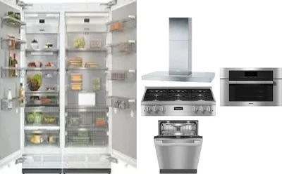 6 Piece Package Includes Refrigerator, Freezer, Cooktop, Wall Oven, Hood And Dishwasher